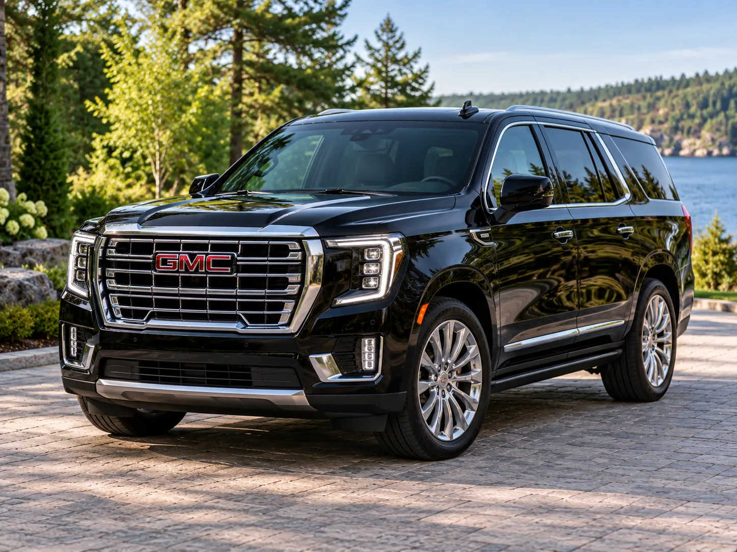 GMC Yukon luxury SUV limo vehicle offering comfortable group transportation and private rides in Muskoka