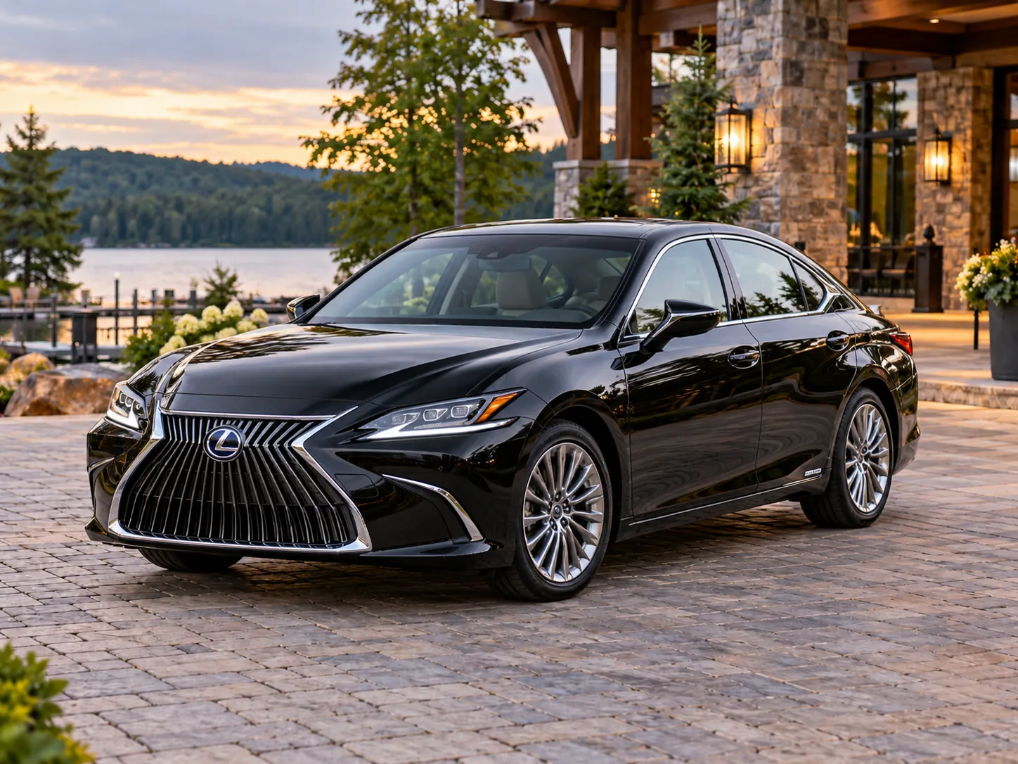 Lexus ES300h luxury hybrid sedan used for comfortable private chauffeur transportation in Muskoka