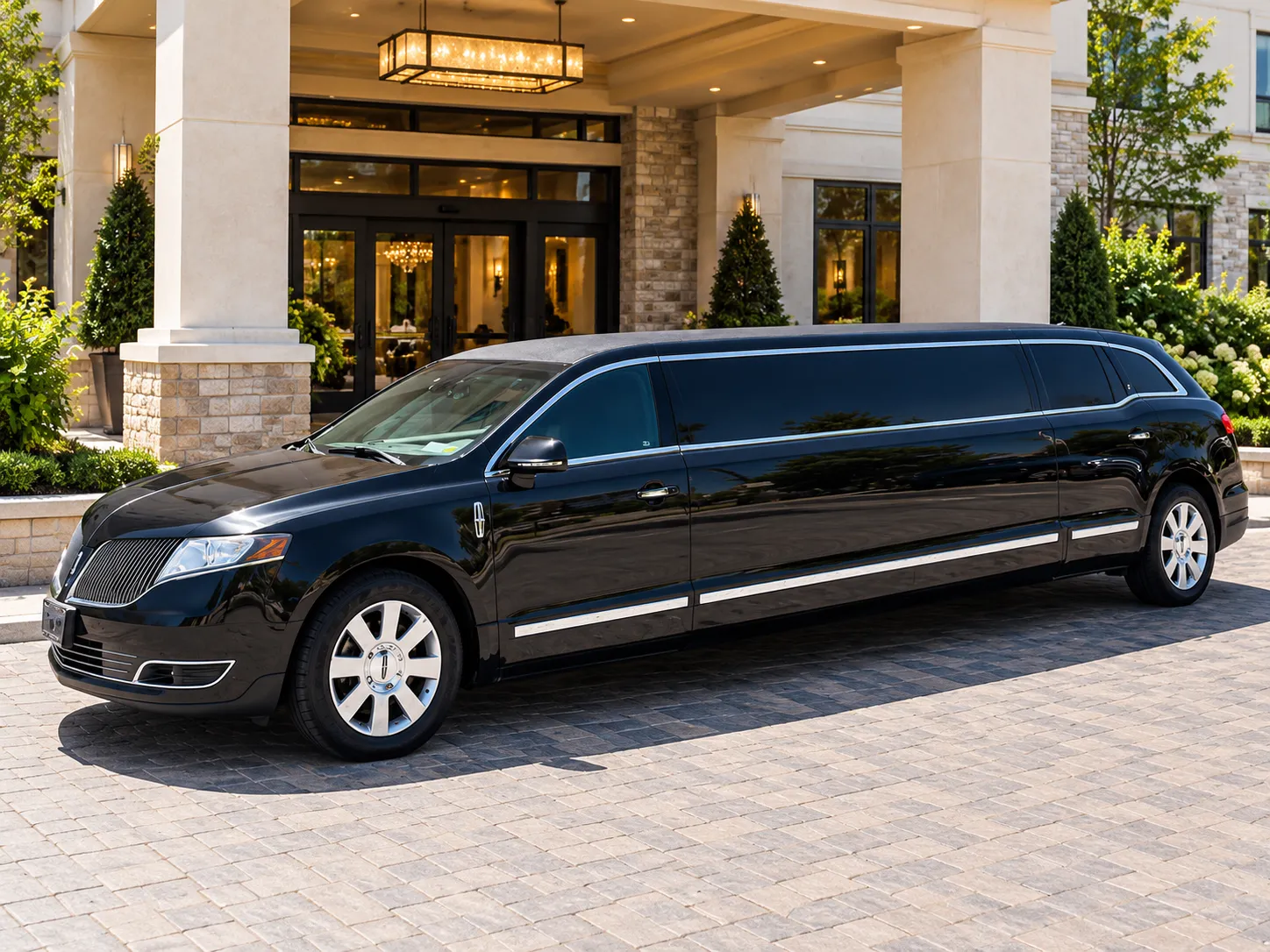 Black Lincoln MKT stretch limousine providing elegant chauffeur transportation for weddings and special events in Muskoka