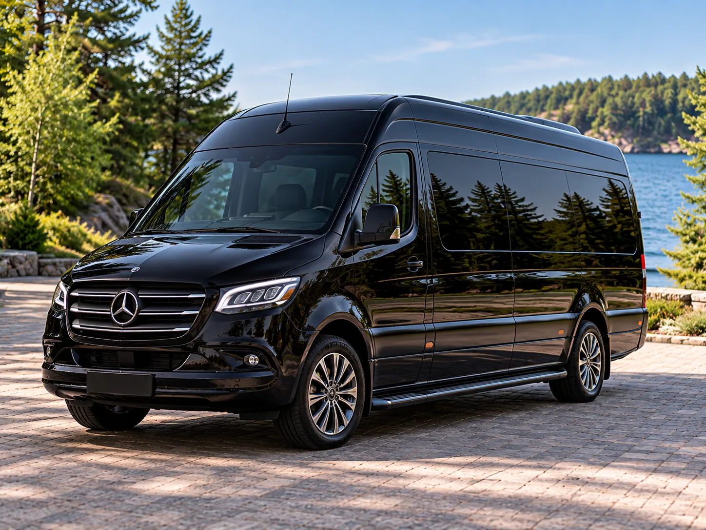 Mercedes Sprinter luxury passenger van for corporate travel, airport transfers, and group limo transportation in Muskoka