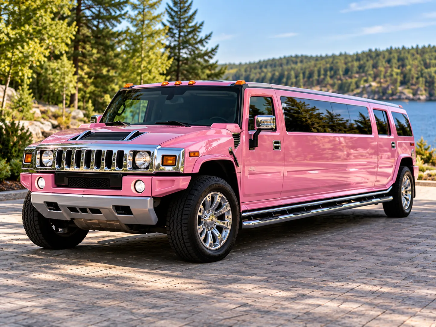 Pink Hummer limousine for parties, birthdays, weddings, and special events in Muskoka