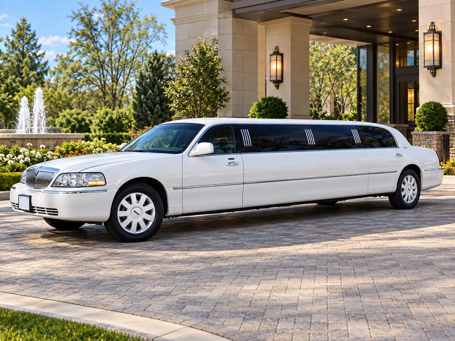 White Lincoln stretch limousine for weddings, celebrations, and luxury limo service in Muskoka Ontario